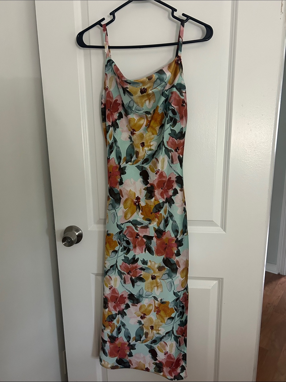 Inspired Hearts Floral Slip Midi Dress in Teal, Yellow & Pink